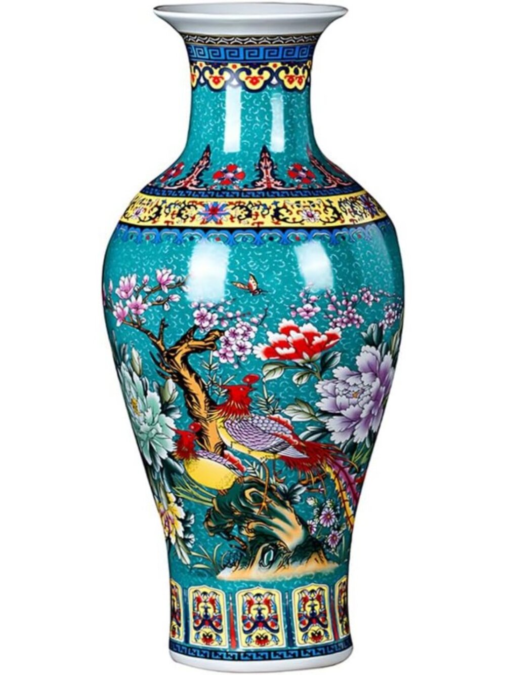 17-Inch Large Ceramic Floor Vase - Elegant Chinese Home Decor Accent Piece